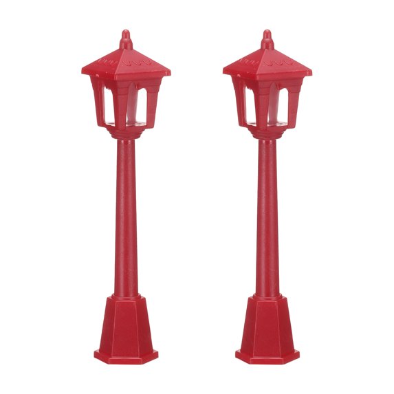 Uxcell Miniature Street Light Model, 3.94" H, Plastic Mini Street Lantern Red, 2pcs