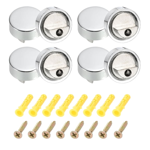 Uxcell Mirror Holders Clips, 8Pcs Mirror Mounting Clips for 6-7mm Thick Mirror Glass Dresser Bathroom(20mm Silver)
