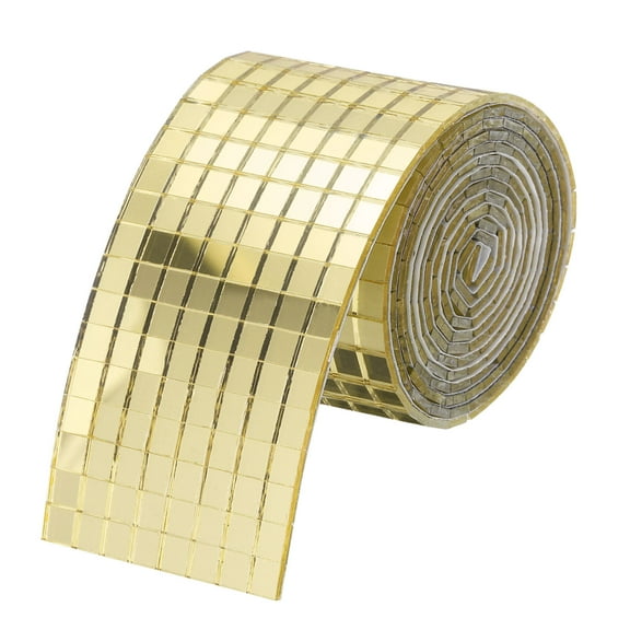 Uxcell Mirror Mosaic Tiles, 1600Pcs 5 x 5mm Square Glass Tiles Self-Adhesive Small Mirrors for Crafts (Gold)