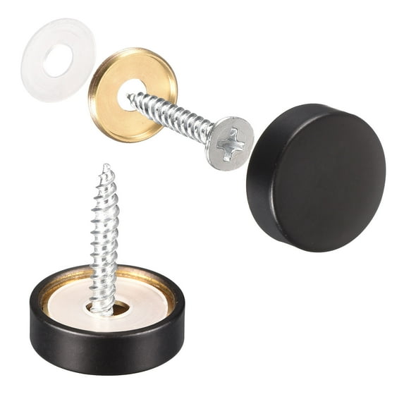 Uxcell Mirror Screws, 20mm/0.79", 2Pcs Brass Decorative Cap Screws Cover Nails Fasteners for Mirror Tables, Black