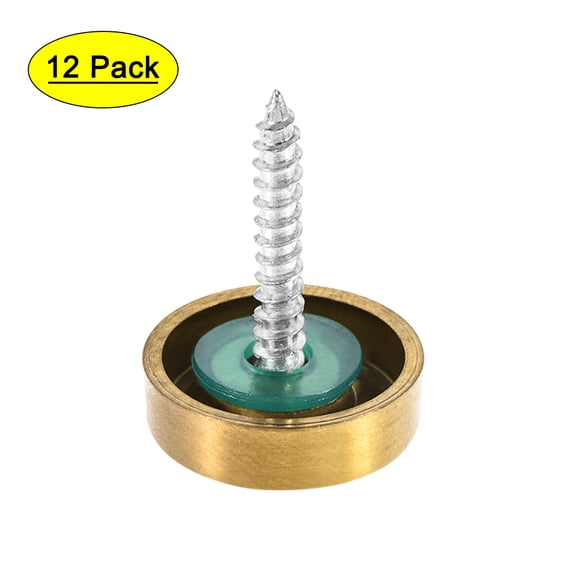 Uxcell Mirror Screws, Decorative Cap Fasteners Cover Nails, Electroplated, Bright Golden 12 pcs 0.63"
