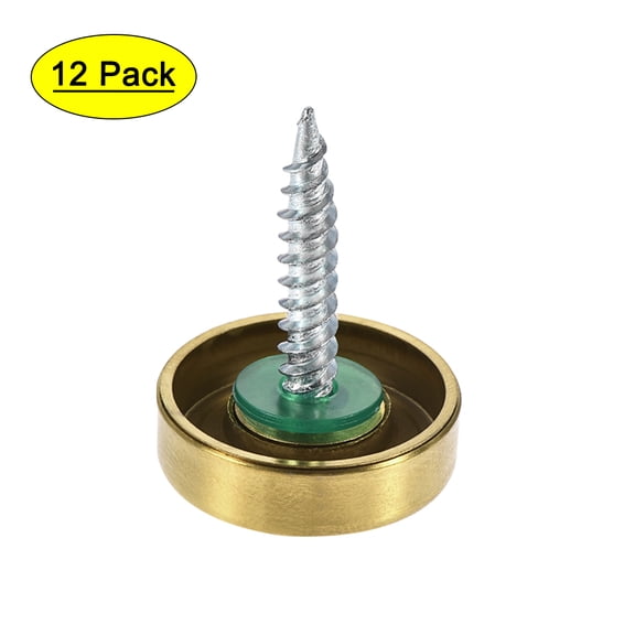 Uxcell Mirror Screws, Decorative Cap Fasteners Cover Nails, Electroplated, Bright Golden 12 pcs 0.75"