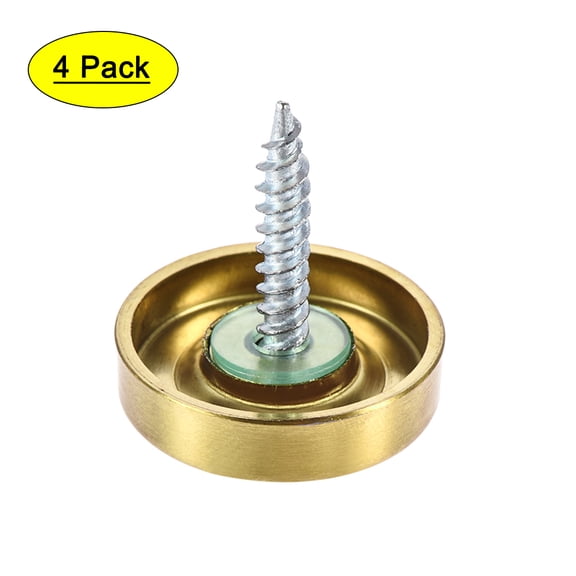 Uxcell Mirror Screws, Decorative Cap Fasteners Cover Nails, Electroplated Wire Drawing, Golden 4 Pcs 0.87"