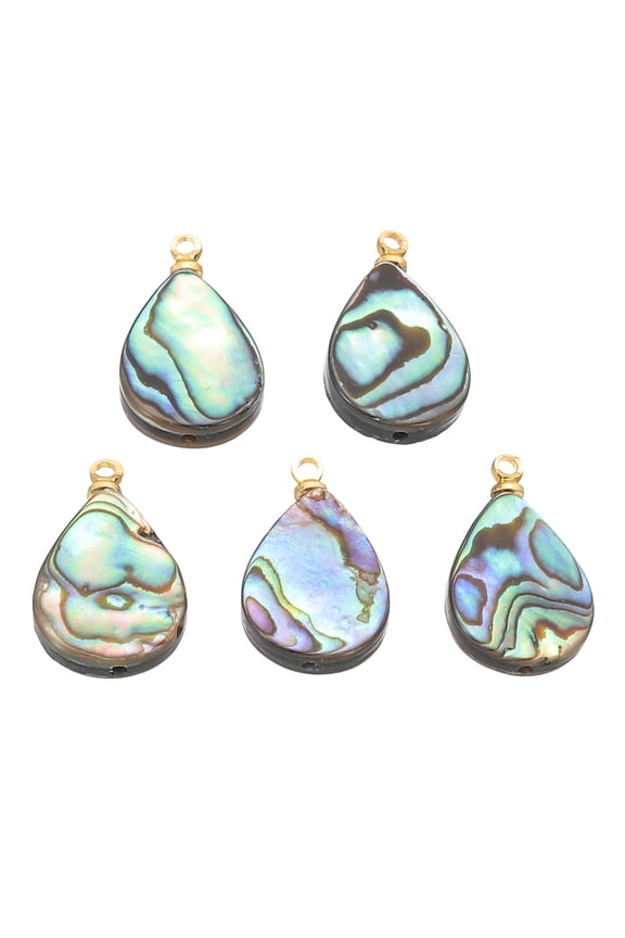 Mix Colors Abalone Shell Charm Water Drop Paua Shell Pendant Sea Abalone Shell 5 Pcs Mix Colors 12mm