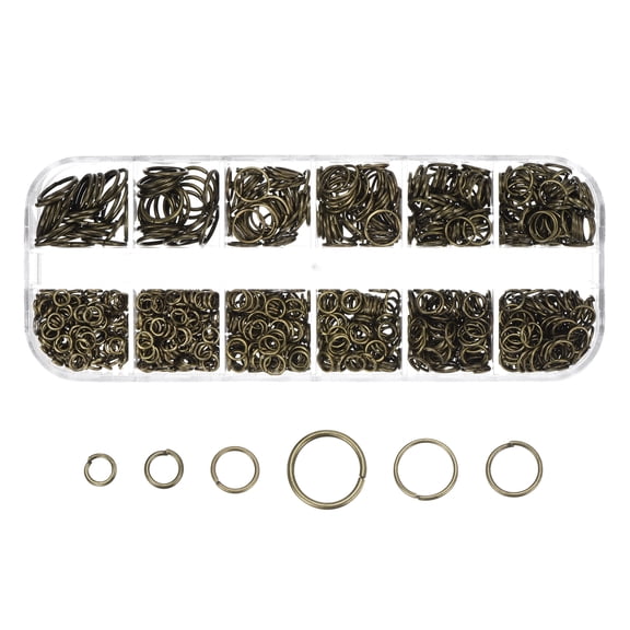 Mixed Size 4-10mm Open Jump Rings Iron Round Key Rings Clasps, Ancient Bronze