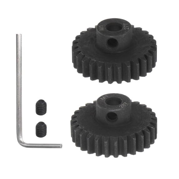 Uxcell Mod 1 M1 27T 28T Hardened Steel Pinion Motor Gear Set 5mm RC Motor Shaft