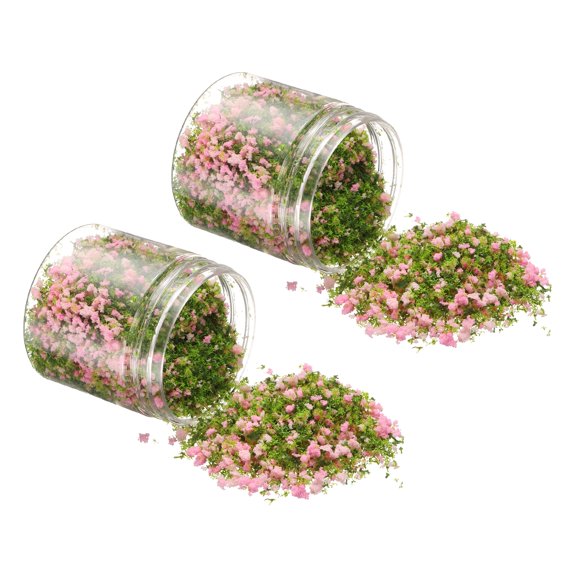 Uxcell Model Flower Grass, 185ml Capacity, Fake Miniature Flower Grass Tree Plastic Sponge Pink - (Applications: DIY Dollhouse Fairy Garden Model Railway Landscape), 2-Pieces