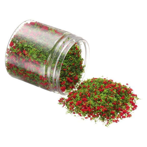 Uxcell Model Flower Grass, 185ml Capacity, Fake Miniature Flower Grass Tree Plastic Sponge Red - (Applications: DIY Dollhouse Fairy Garden Model Railway Landscape)
