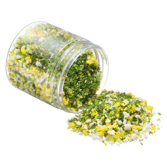 Uxcell Model Flower Grass, 185ml Capacity, Fake Miniature Flower Grass Tree Plastic Sponge Yellow/White - (Applications: DIY Dollhouse Fairy Garden Model Railway Landscape)