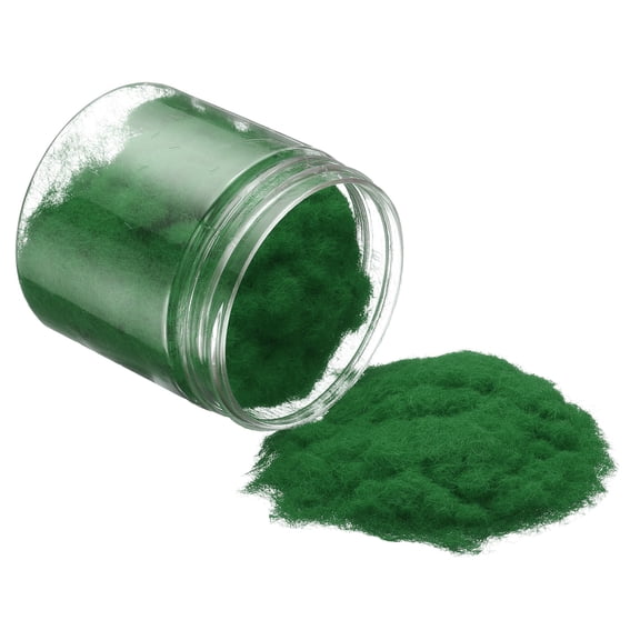 Uxcell Model Grass Terrain Powder, 185ml Capacity, Fake Miniature Flower Grass Tree 3mm Nylon Dark green - (Applications: DIY Dollhouse Fairy Garden Model Railway Landscape)