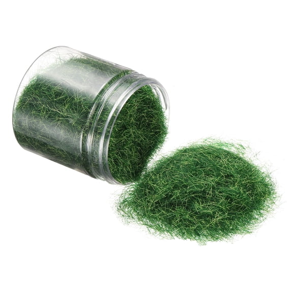 Uxcell Model Grass Terrain Powder, 185ml Capacity, Fake Miniature Flower Grass Tree 8mm Nylon Dark Green/Yellow - (Applications: DIY Dollhouse Fairy Garden Model Railway Landscape)