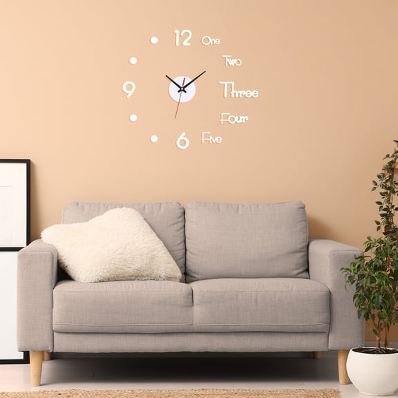 Uxcell Modern 3D Wall Clock, DIY Large Wall Watch with Number Stickers Room Decor, Small Size, White