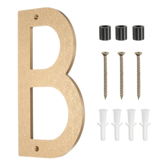 Uxcell Modern House Numbers for Outside, 10 Inch Floating Metal Large Address Numbers with Nail Kit for Apartment Office Hotel Room Signs(Gold, Letter B)