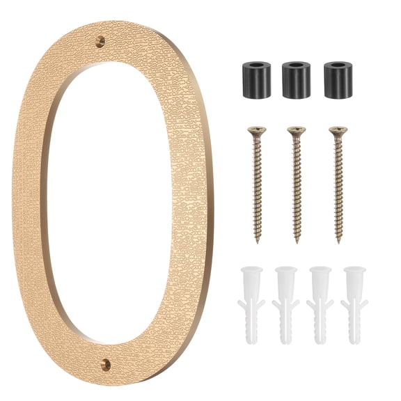 Uxcell Modern House Numbers for Outside, 10 Inch Floating Metal Large Address Numbers with Nail Kit for Apartment Office Hotel Room Signs(Gold, Number 0)