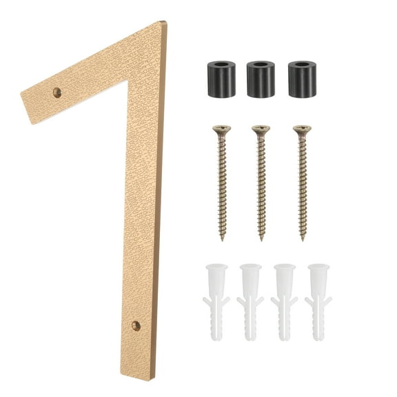 Uxcell Modern House Numbers for Outside, 10 Inch Floating Metal Large Address Numbers with Nail Kit for Apartment Office Hotel Room Signs(Gold, Number 7)