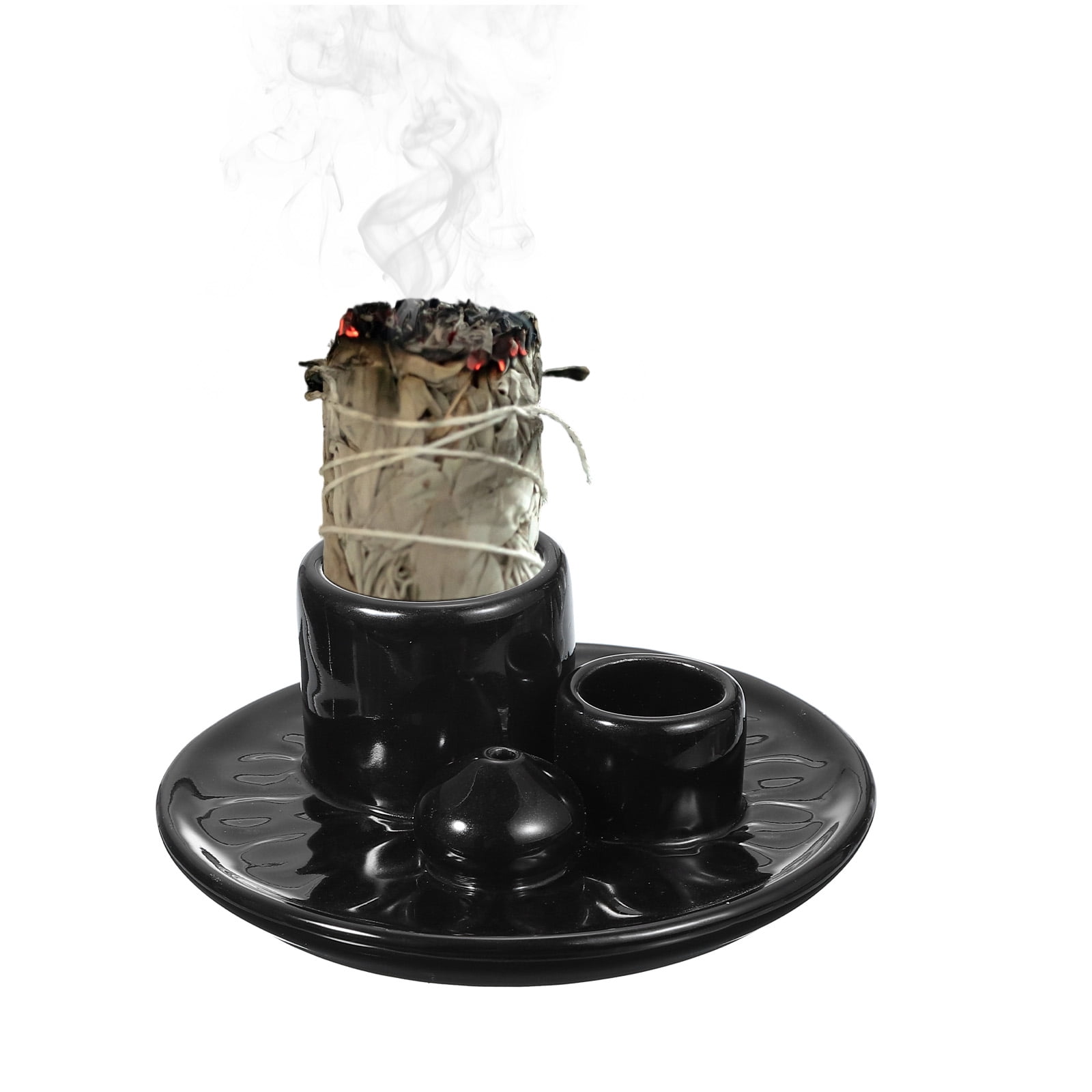 Uxcell Modern Incense Burner, 4 in 1 Ceramic Holder for Meditation, Black