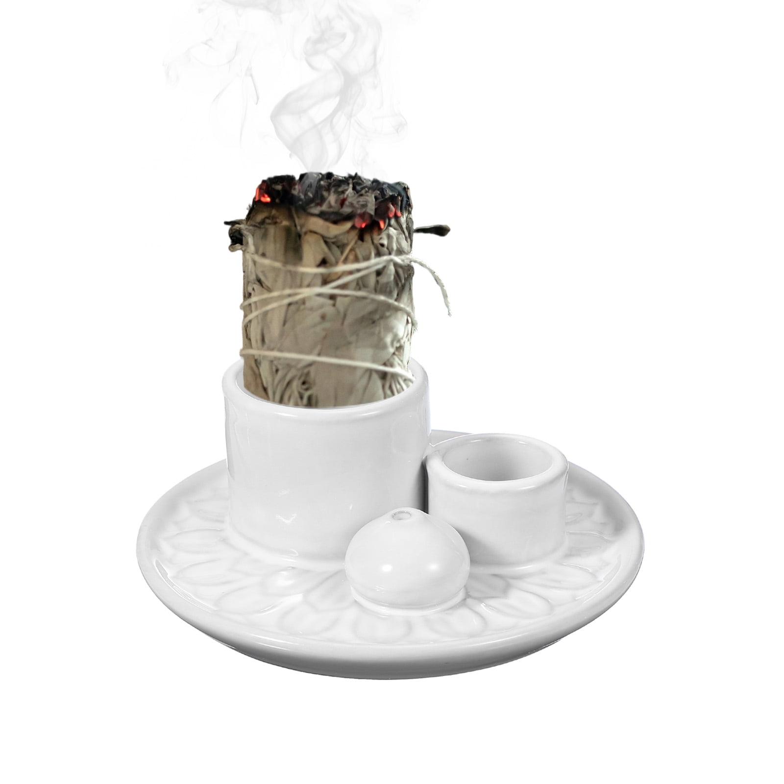 Uxcell Modern Incense Burner, 4 in 1 Ceramic Holder for Meditation, White