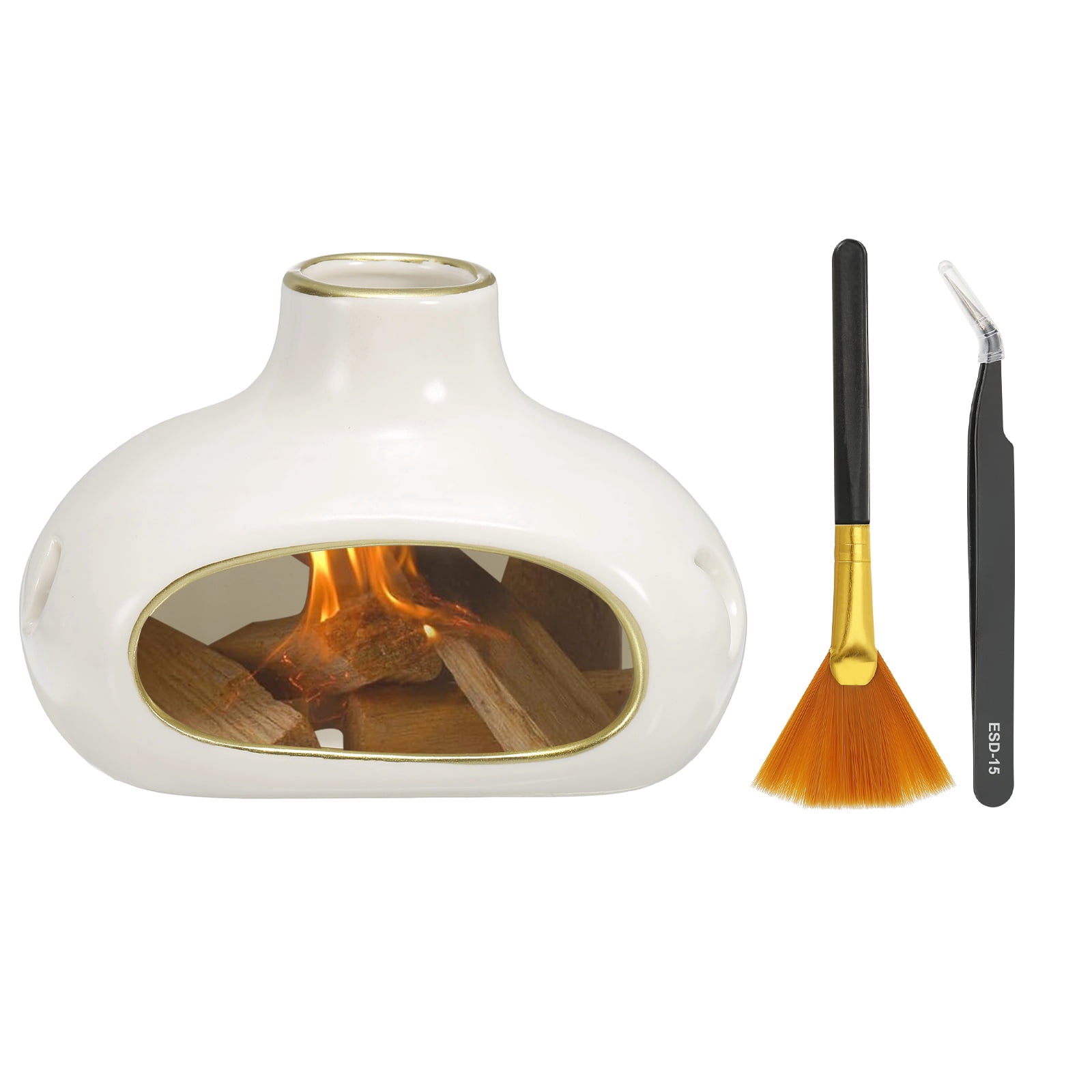 Incense Burner Ceramic Incense Holder Santo Holder Ash Catcher with Cleaning Brush Tweezer Decorative Bowl for Meditation Stick Aromatherapy Yoga Colorful
