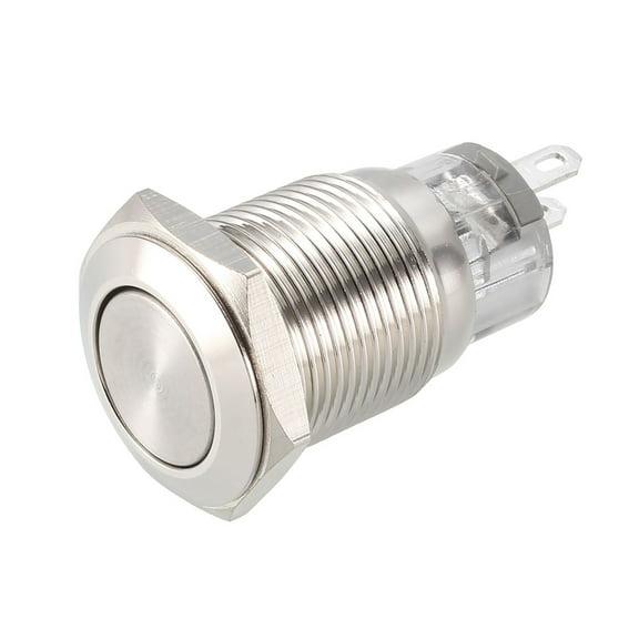 Uxcell Momentary Metal Push Button Switch Flat Head 16mm Mounting NC NO COM AC 250V 5A 1pack