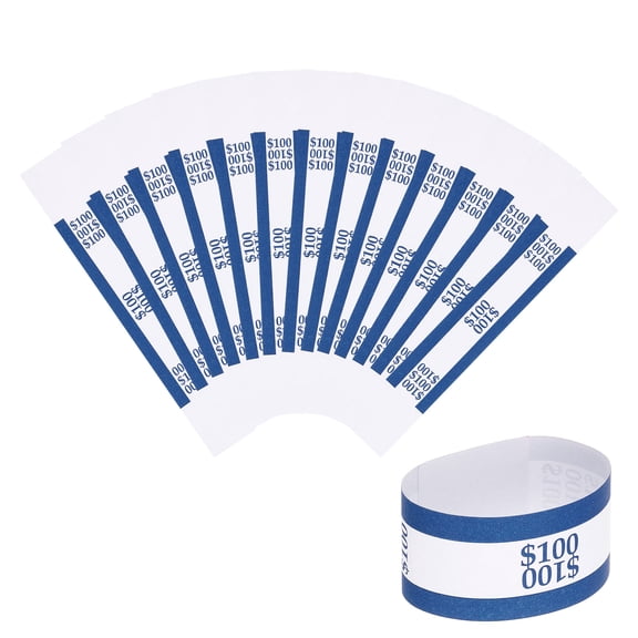Uxcell Money Bands, Dollar Bill Wrappers Self-Adhesive Money Strap Self Sealing Bill Straps Sleeves Blue