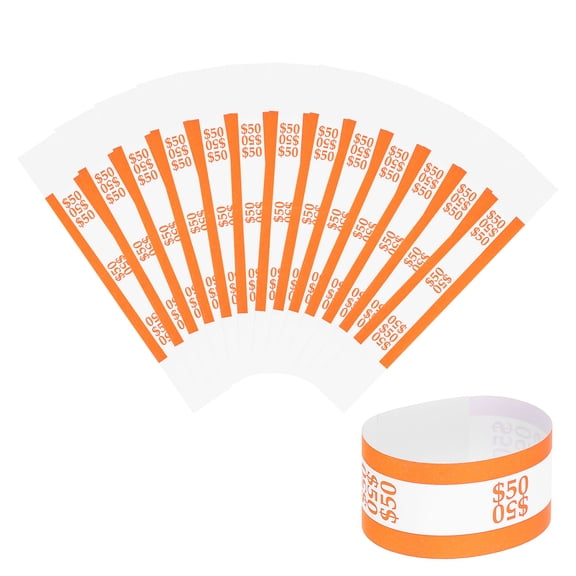 Uxcell Money Bands, Dollar Bill Wrappers Self-Adhesive Money Straps Self Sealing Bill Straps Sleeves Orange