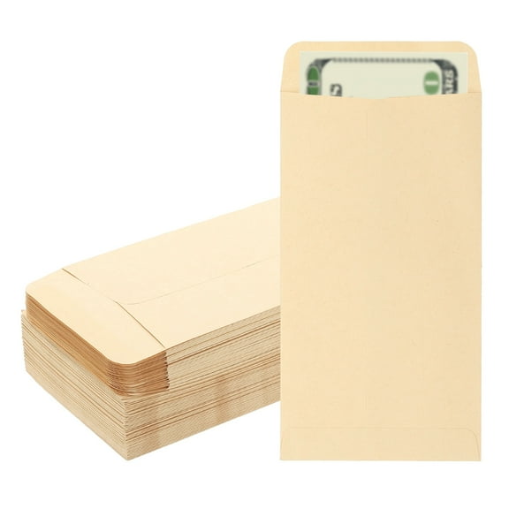Uxcell Money Envelope, 100 Pcs 6.5" x 3.5" Cash Holder for Checks Coins, Khaki