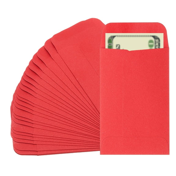 Uxcell Money Envelope, 25 Pcs 3.5" x 2.2" Cash Holder for Checks Coins, Red
