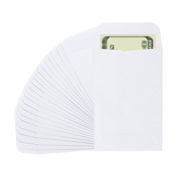 Uxcell Money Envelope, 25 Pcs 3.5" x 2.2" Cash Holder for Checks Coins, White