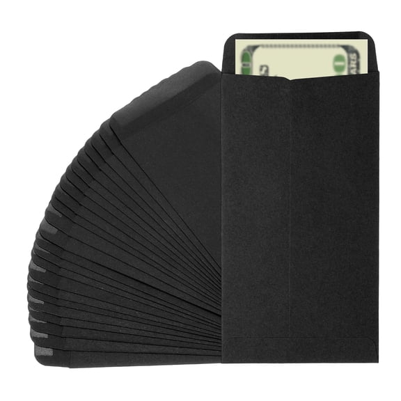 Uxcell Money Envelope, 25 Pcs 6.5" x 3.5" Cash Holder for Checks Coins, Black