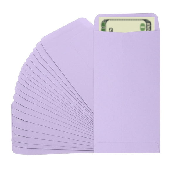 Uxcell Money Envelope, 25 Pcs 6.5" x 3.5" Cash Holder for Checks Coins, Purple