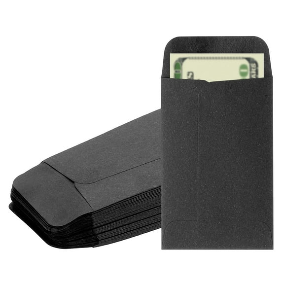 Uxcell Money Envelope, 50 Pcs 3.5" x 2.2" Cash Holder for Checks Coins, Black