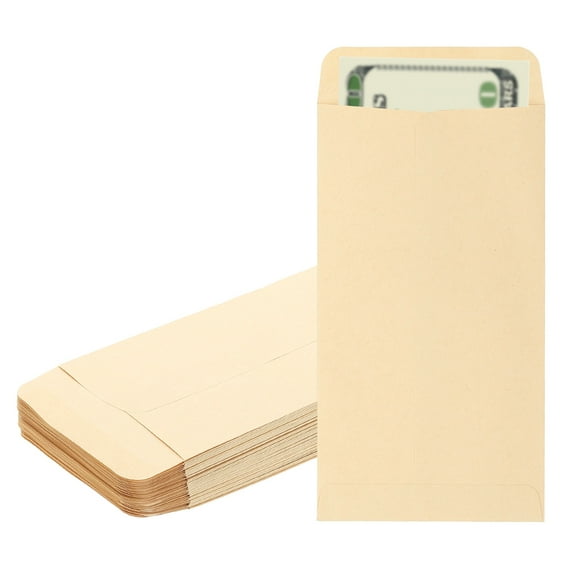 Uxcell Money Envelope, 50 Pcs 6.5" x 3.5" Cash Holder for Checks Coins, Khaki
