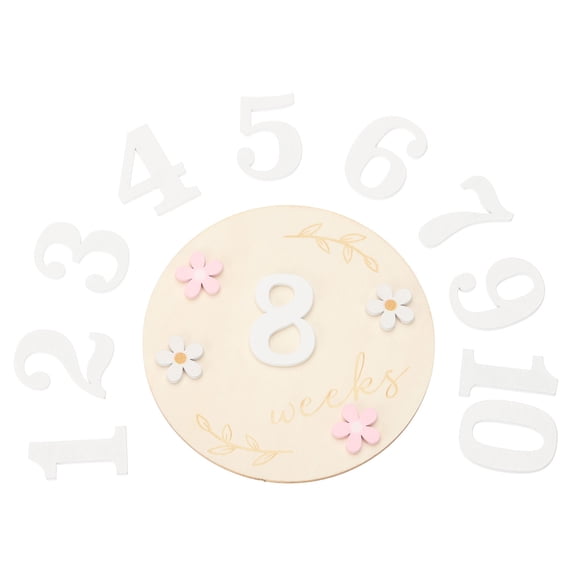 Uxcell Monthly Milestones, Wooden Milestones Monthly Cards Announcement Signs (3D Discs, White, 5.5 x 5 Inch)