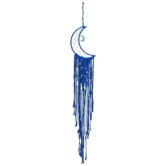 Uxcell Moon Star Dream Catcher Decor, 35" Macrame Woven Wall Hanging, Dark Blue