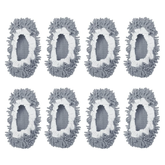 Uxcell Mop Slippers Washable Chenille Duster Cleaning Shoes Cover Grey 8 Pack