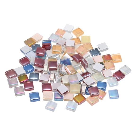 Uxcell Mosaic Tiles, 1 x 1cm Micro Glass Tiny Mini Mosaic Tile DIY Hobbies Handmade Crystal Free Stone Craft Material Creativity (AB Mixed Color Series Pack of 110)