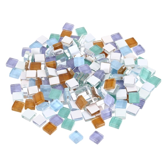 Uxcell Mosaic Tiles, 1 x 1cm Micro Glass Tiny Mini Mosaic Tile DIY Hobbies Handmade Crystal Free Stone Craft Material Creativity (Cyan Blue Purple Series Pack of 200)