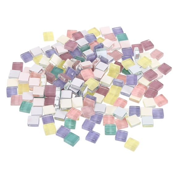 Uxcell Mosaic Tiles, 1 x 1cm Micro Glass Tiny Mini Mosaic Tile DIY Hobbies Handmade Crystal Free Stone Craft Material Creativity (Light Pink Purple Series Pack of 200)