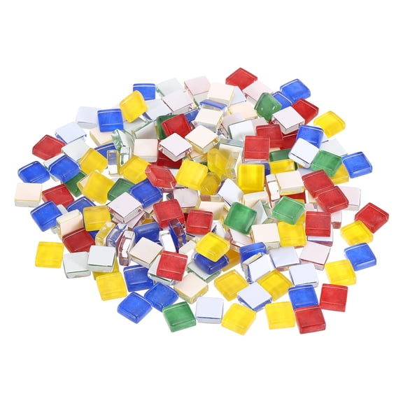 Uxcell Mosaic Tiles, 1 x 1cm Micro Glass Tiny Mini Mosaic Tile DIY Hobbies Handmade Crystal Free Stone Craft Material Creativity (Three Primary Colors Pack of 200)