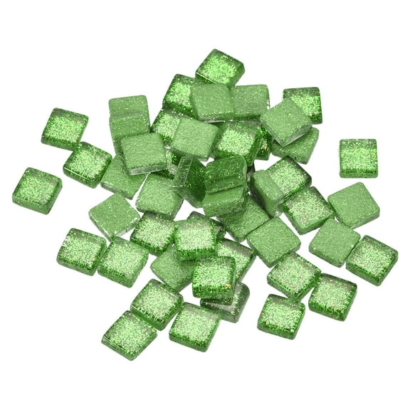 Uxcell Mosaic Tiles Glass Tiles 1 x 1cm for DIY Crafts, 100Pack(100g,Fluorescent Green)