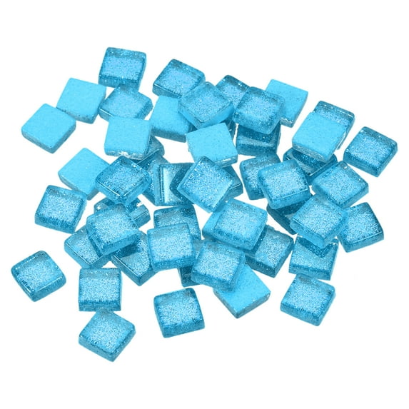 Uxcell Mosaic Tiles Glass Tiles 1 x 1cm for DIY Crafts, 100Pack(100g,Light Blue)