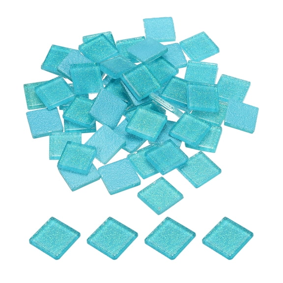 Uxcell Mosaic Tiles, Glass Tiles 2 x 2cm for DIY Crafts, 50Pack(200g, Fluorescent Blue)