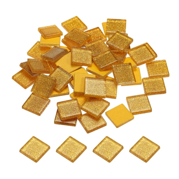 Uxcell Mosaic Tiles, Glass Tiles 2 x 2cm for DIY Crafts, 50Pack(200g, Gold)