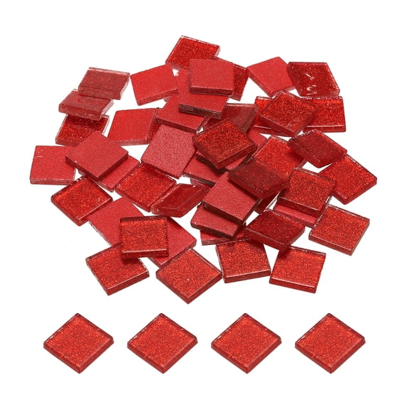 Uxcell Mosaic Tiles, Glass Tiles 2 x 2cm for DIY Crafts, 50Pack(200g, Red)