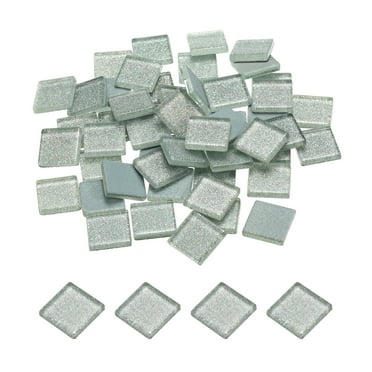 Uxcell Mosaic Tiles, Glass Tiles 2 x 2cm for DIY Crafts, 50Pack(200g, Silver Grey)