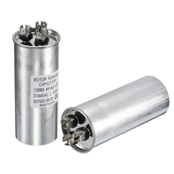Uxcell Motor Start Capacitor 455uF 370VAC 440VAC, CBB65 Circular Run Capacitor, for Air Conditioner 2 Pack