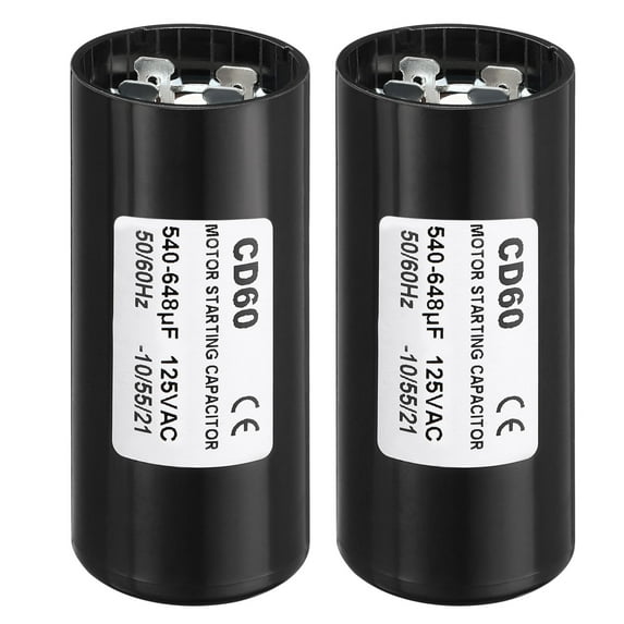 Uxcell Motor Start Capacitor 540-648uF/Mfd 125V 50/60Hz CD60 Run Capacitor 2 Pack