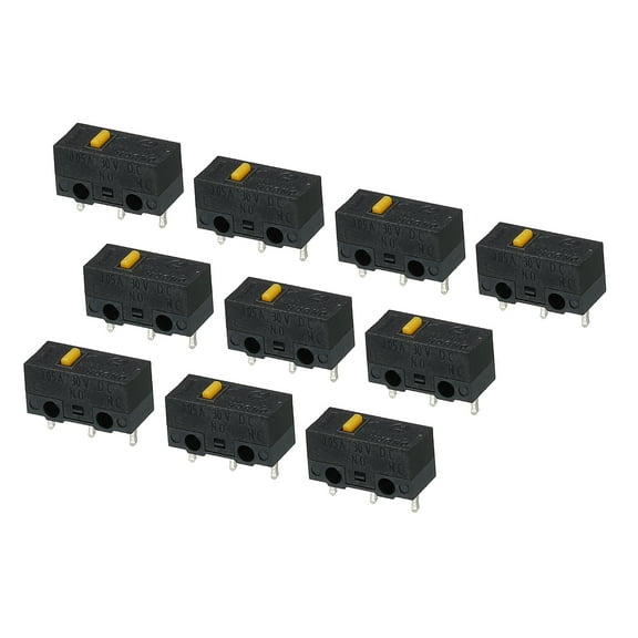 Uxcell Mouse Micro Switch 0.74N 800w Time 3 Pins Yellow Toggle Shaft Black Shell Micro Switches for Gaming Mouse 10 Pcs