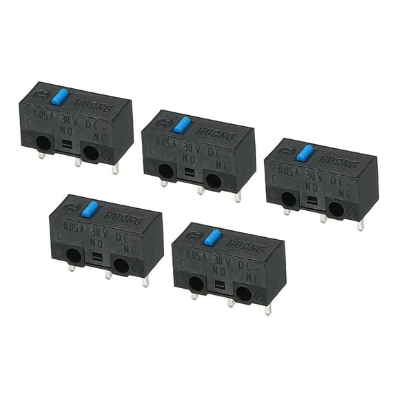 Uxcell Mouse Micro Switch 0.78N 1000w Time 3 Pins Blue Toggle Shaft Black Shell Micro Switches for Gaming Mouse 5 Pcs