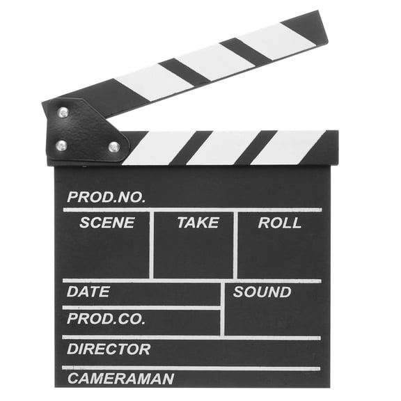 Uxcell Movie Film Clapboard, Wooden Clapboard Director Slate Cut Action Scene (Black, 8 x 8")